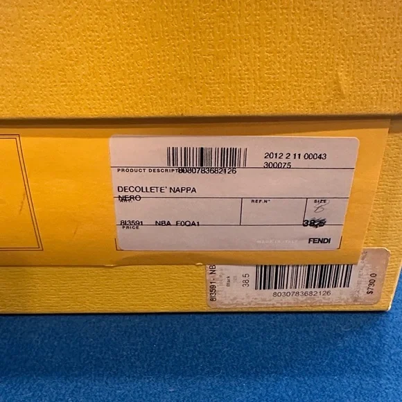 Fendi Black Leather Platform Pumps with Gold Logo Accent - Picture 2 of 8